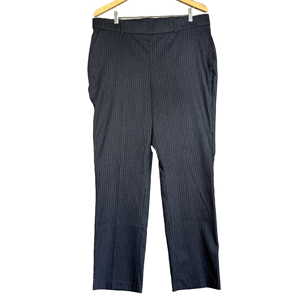 Rafaella Pants Women's 16 Gray Pull-On Stretch Charcoal Pinstripe Career Office